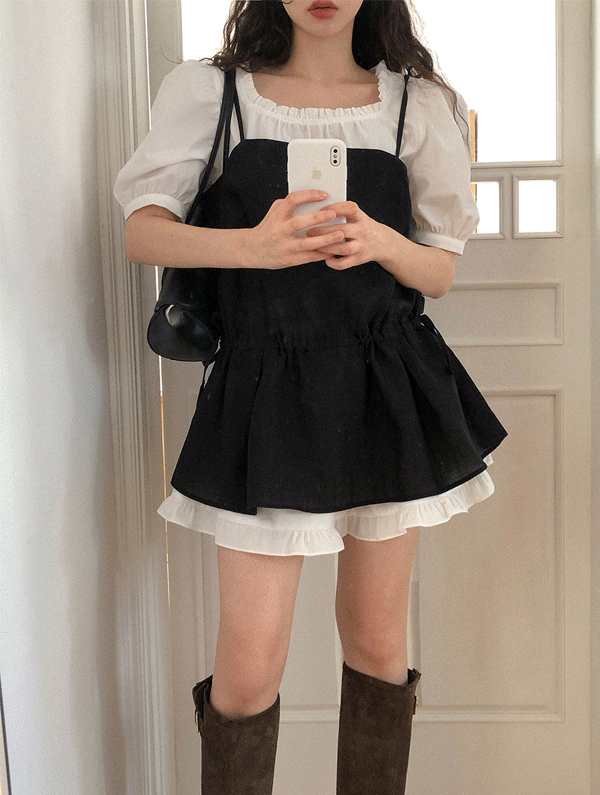 스프링콤마 클릭 뷔스티에레이어드미니원피스 (5월 30일 순차 발송예정)