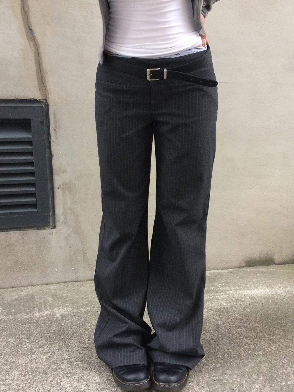 [울버전 추가] stripe low-rise slakcs | 스트라이프 로우라이즈 슬랙스