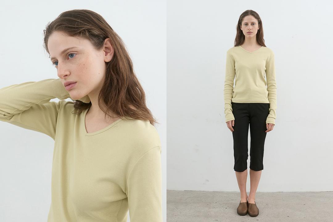 Essential v-neck long sleeve (lime)