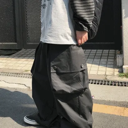 남녀공용 글리 아메카지 와이드 카고 팬츠 (3color)