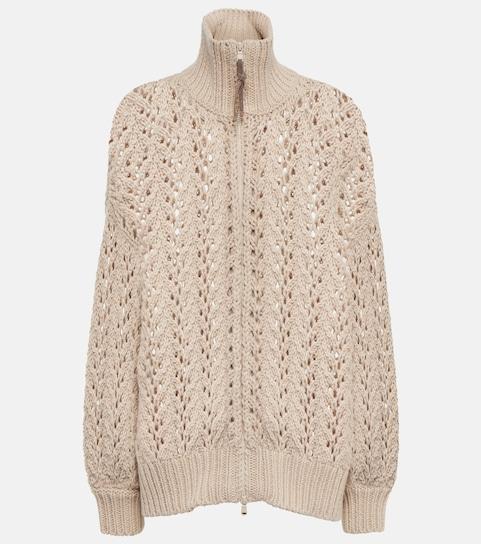 오픈 니트 울 블렌드 카디건