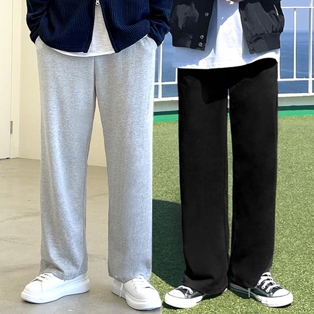 [당일발송][1+1] 롱 +5cm 트레이닝 와이드팬츠 세미와이드 오버핏 밴딩 팬츠 봄 여름