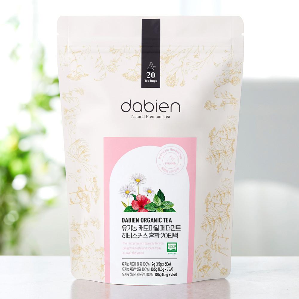 다비앙 유기농 허브티 캐모마일 차 페퍼민트 히비스커스 차 혼합 20티백