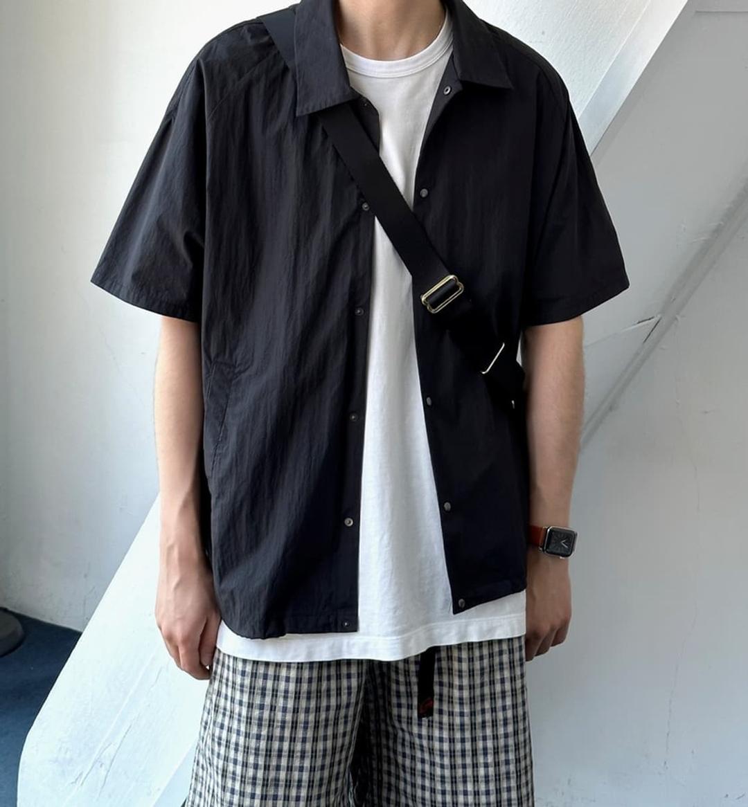 Half sleeve coach shirt jacket | 후루츠패밀리