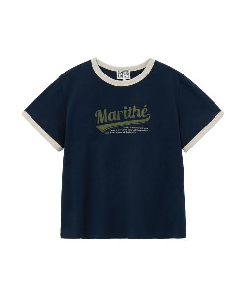 W VINTAGE BASEBALL RINGER TEE navy