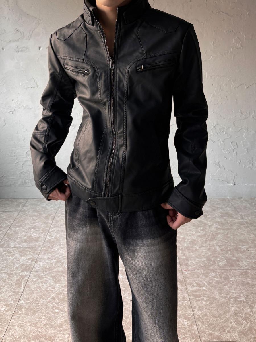 [누적300장] y2K 릴렉스 비건레더 자켓 2color