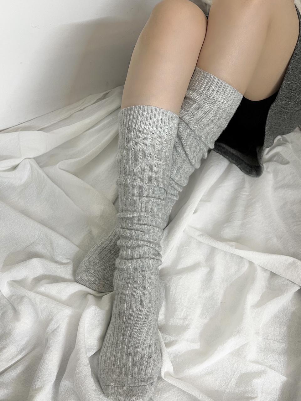 모노플로르 [캐시미어/국산] 포근 골지 울니트 롱 양말 니삭스 레그워머 부츠 어그 겨울