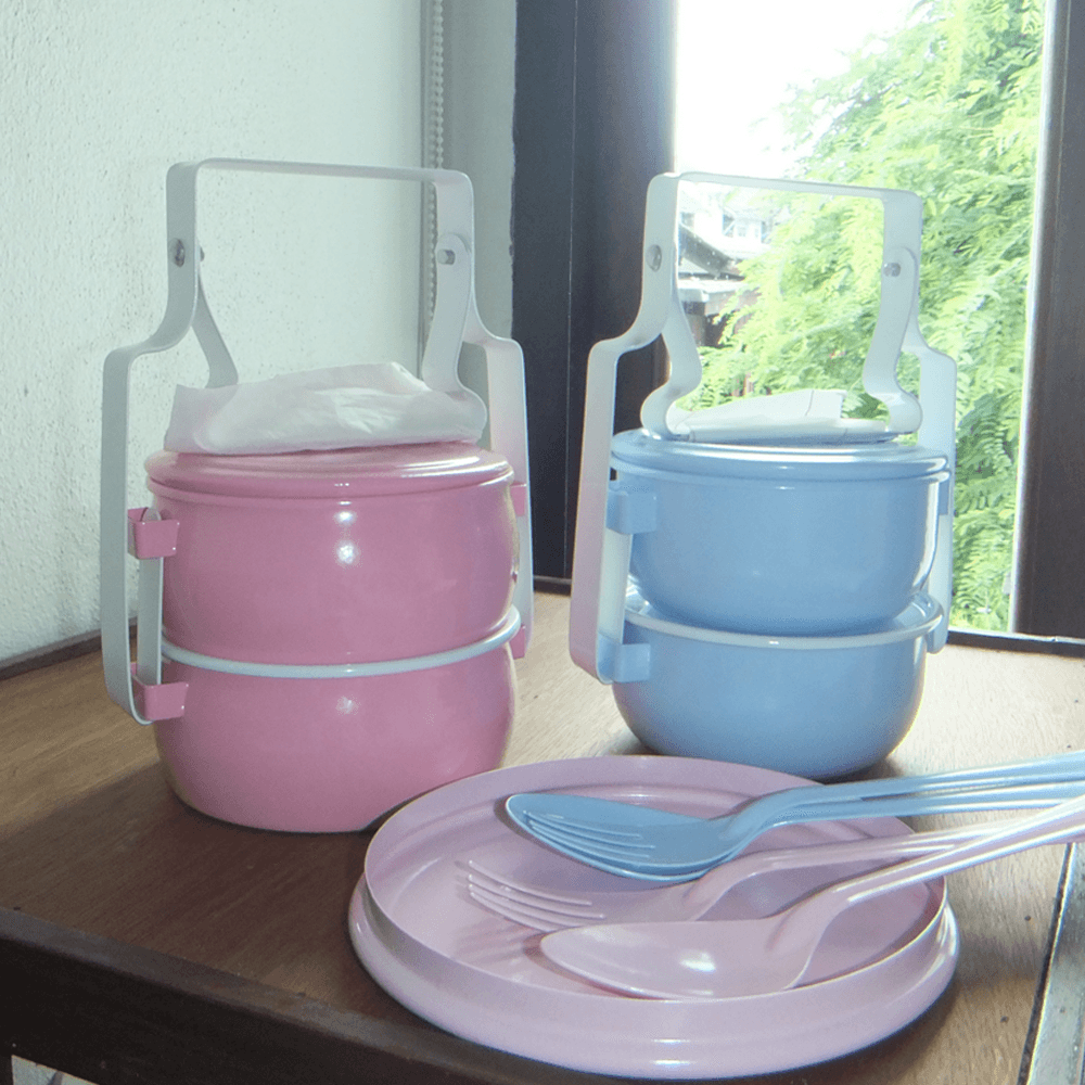 (SMALL) Two Layer Enamel Lunch Box Set (3 Colors)