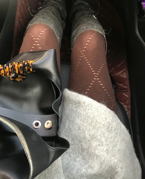 자가드 니트 타이즈 2col