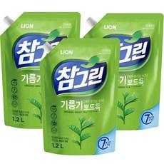 참그린 안심 녹차 뽀드득 주방세제, 1.2L, 3개