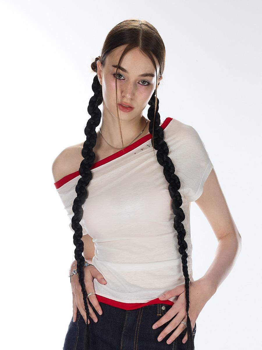 L12 ONE-SHOULDER BOATNECK TOP(WHITE)