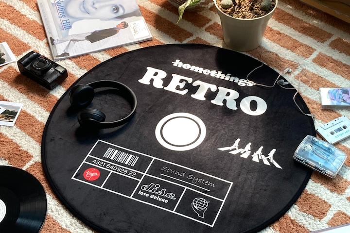 LP러그 레트로 빈티지 포인트러그 단모 블랙 러그 2colors