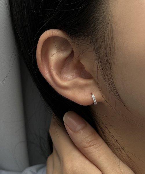 [BARADU 925] Pave mini round hoop earrings