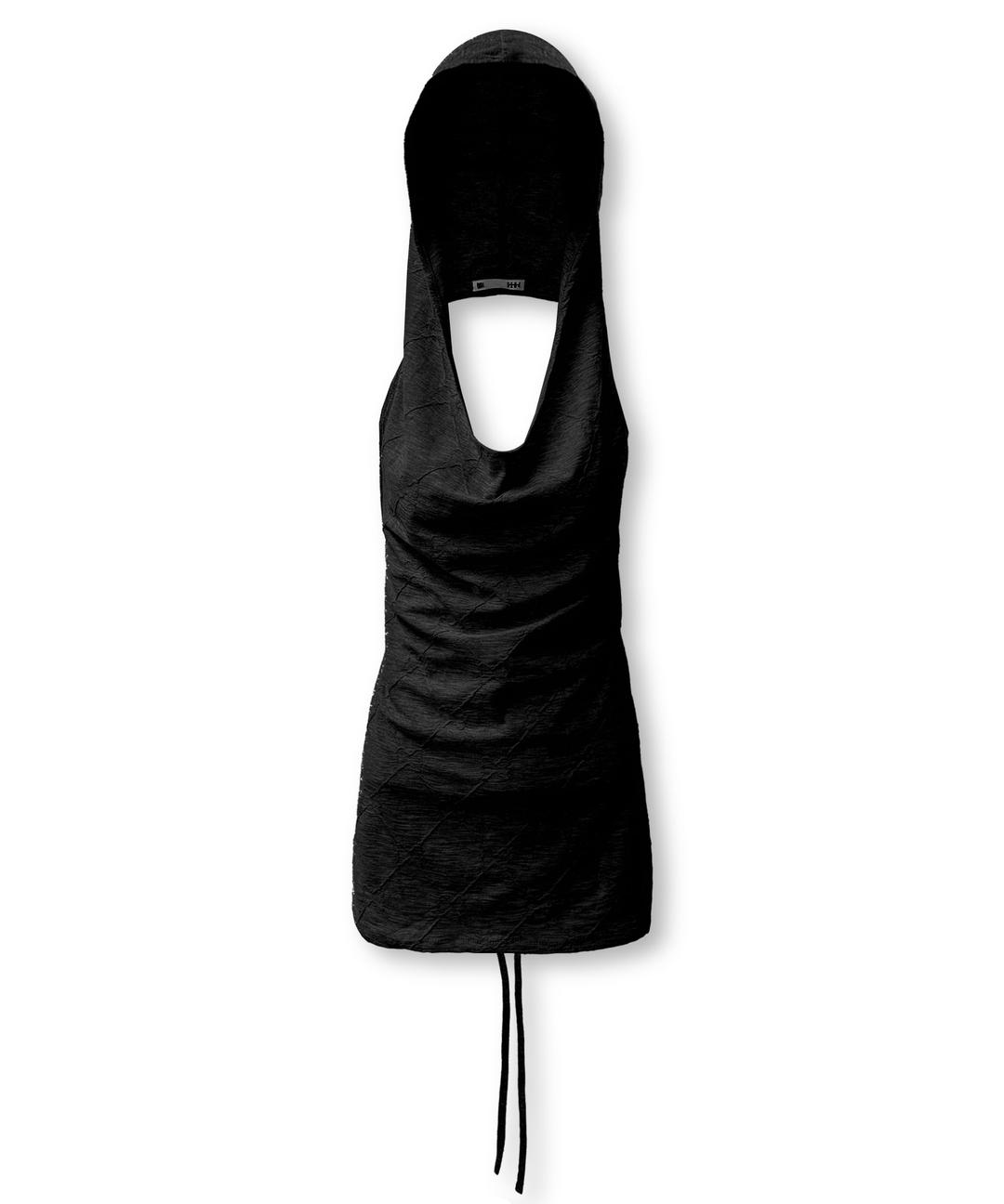 F/NO.9 LAYERED HALTER HOODIE, RHOMBUS BLACK