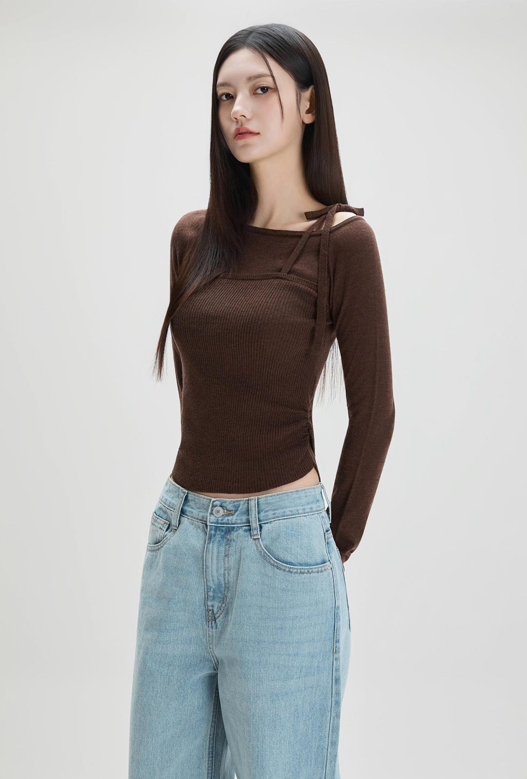 리본 원숄더 풀오버 RE KAF939T_MIWKAG34QT