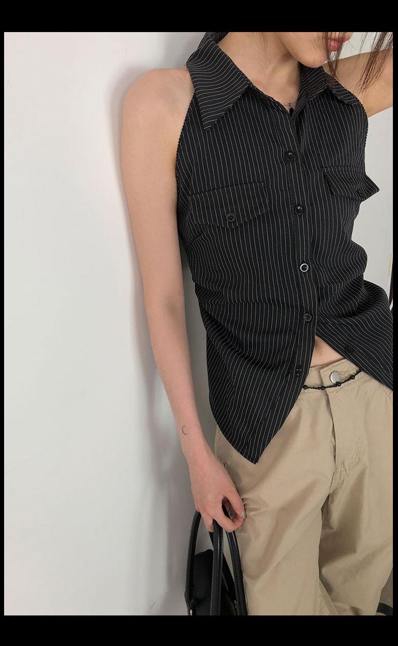 가렛 카라 홀터 셔츠