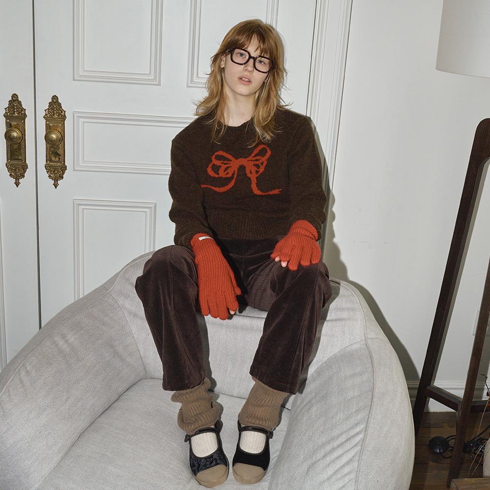 [23FW] RIBBON JACQUARD KNIT - BROWN