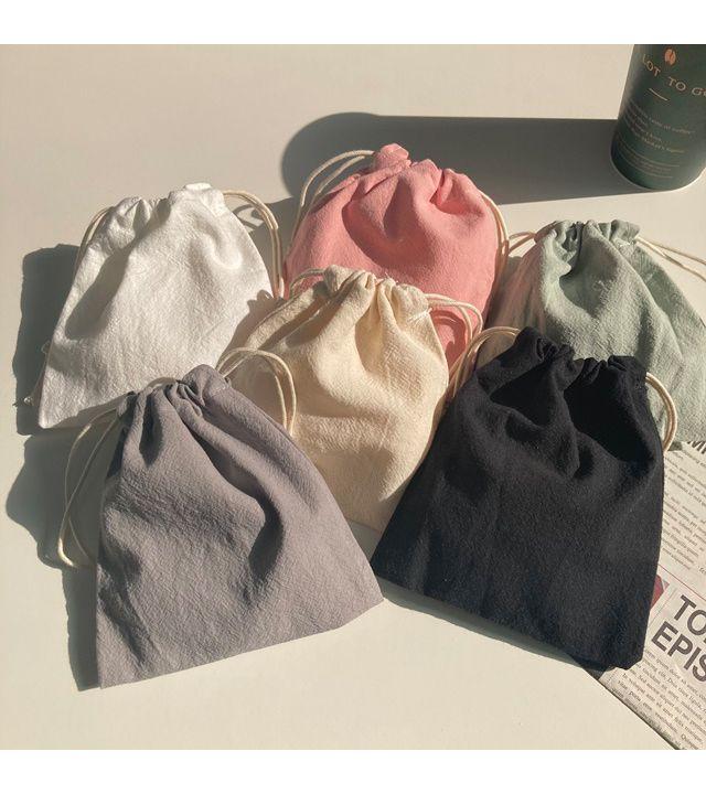 [ 당일출고 ] 심플 무지 파우치 6color (기본 베이직 생리대 화장품 스트링 주머니)