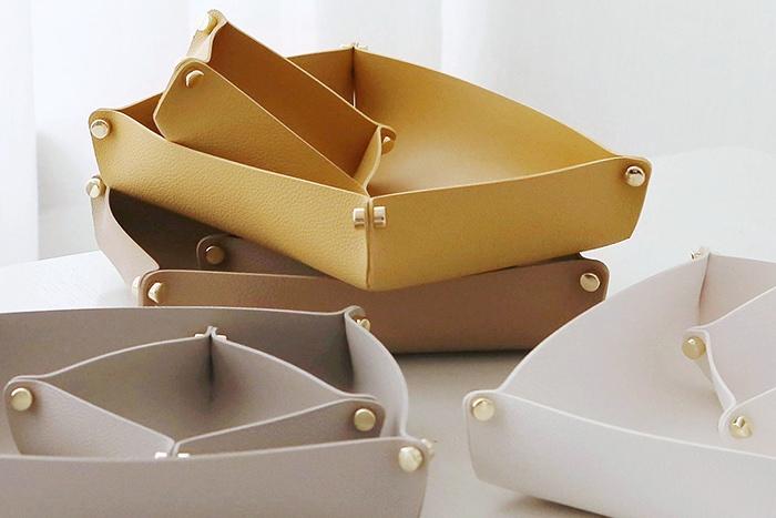 플레인레더 트레이세트 6color 가죽트레이 리모컨정리함 수납정리함