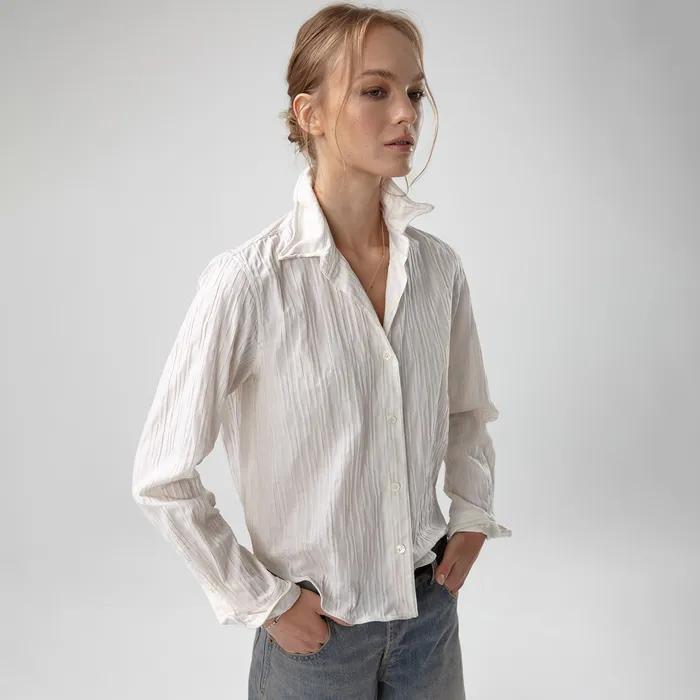 WIRE CREASED CROP SHIRT (IVORY)