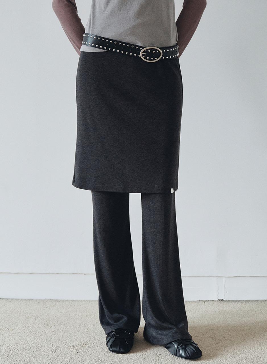[니브] Banding Layered Skirt Pants (Charcoal)