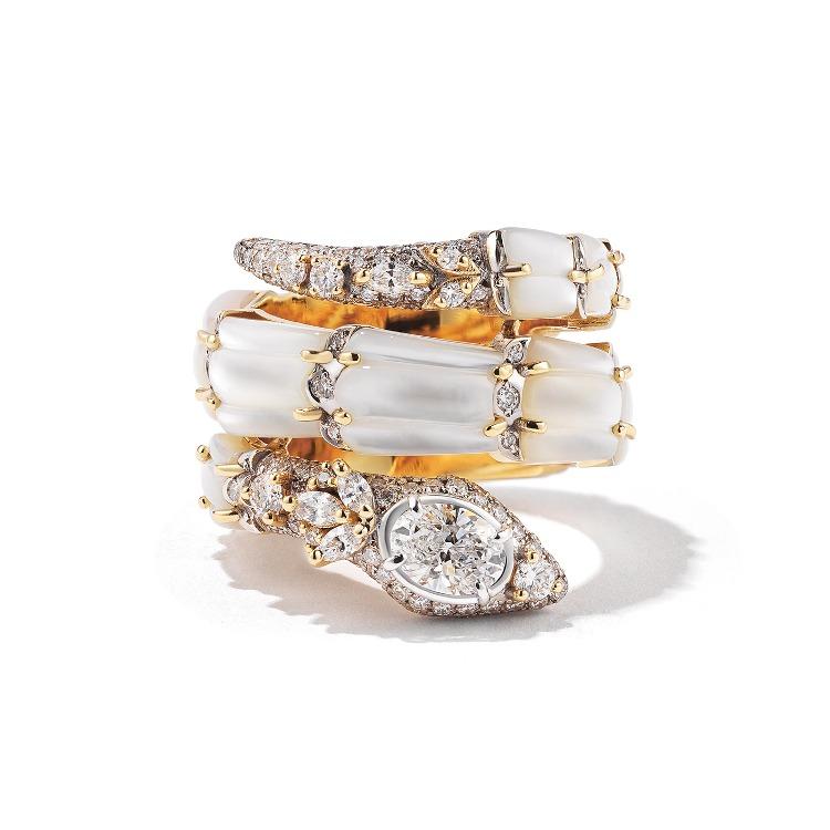 WHITE SNAKE DIAMOND RING