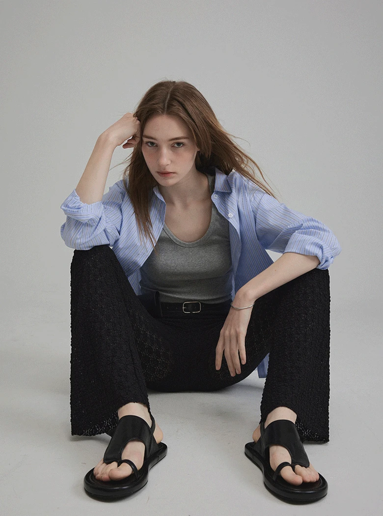 포웬 스트라이프 오버핏 셔츠