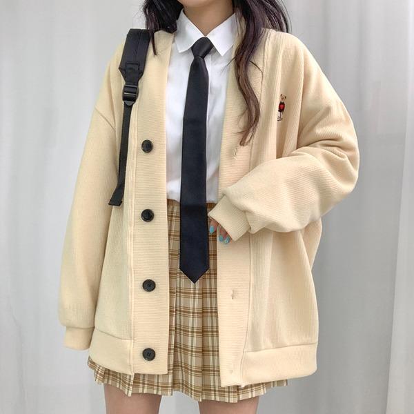 [빠른출고/단독진행] 베어 골지 오버핏 가디건