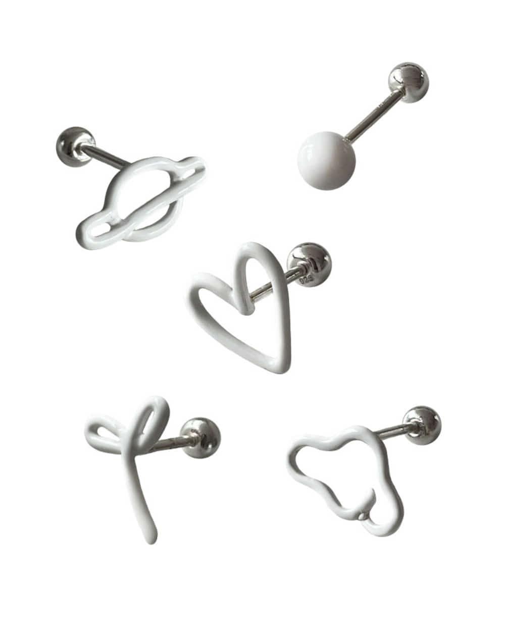 Pastel doodle piercing (White)