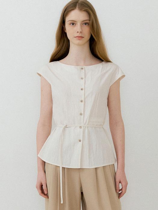 comos 1480 boat-neck belt blouse (cream)
