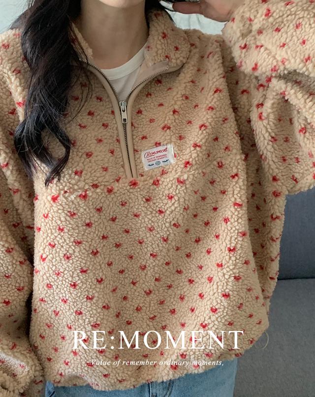 [💗주문폭주/4000장 돌파!/RE:MOMENT] made. 코러스 덤블 반집업 도트 후리스 2color!