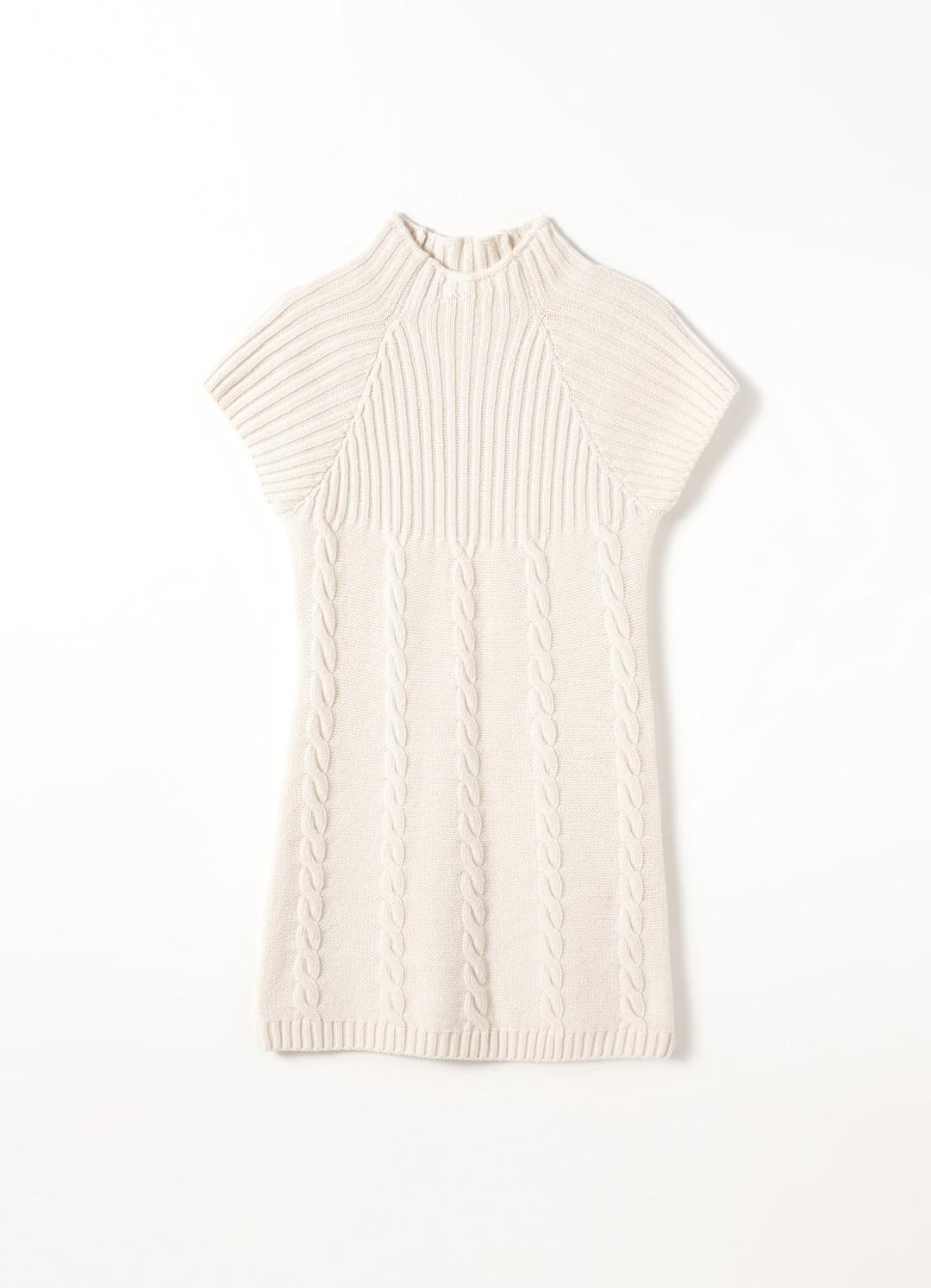 Ribbed Cable Knit Dress(Ivory)