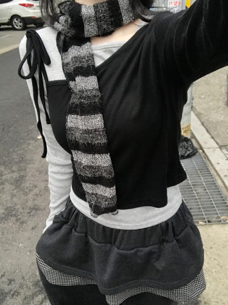 미나 레이어드set 언발 스트랩 긴팔티(2color)