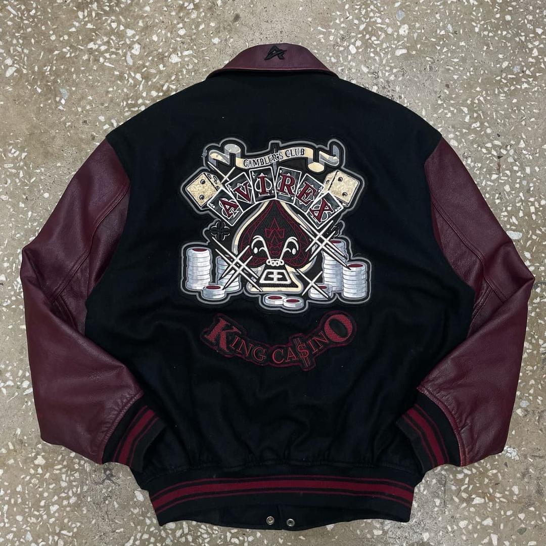 AVIREX 킹 카지노 가죽 바시티 자켓 | 후루츠패밀리