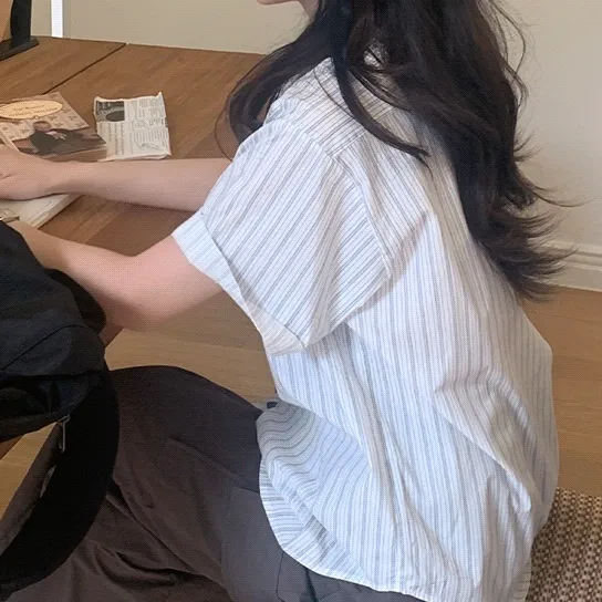 [주문폭주🚀] 로직 스트라이프 반팔/긴팔 셔츠 (2color)