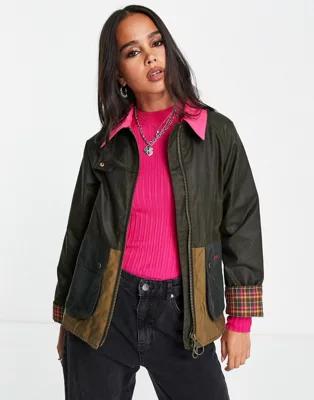 Barbour x ASOS exclusive Lorna patchwork wax jacket in archive olive | ASOS