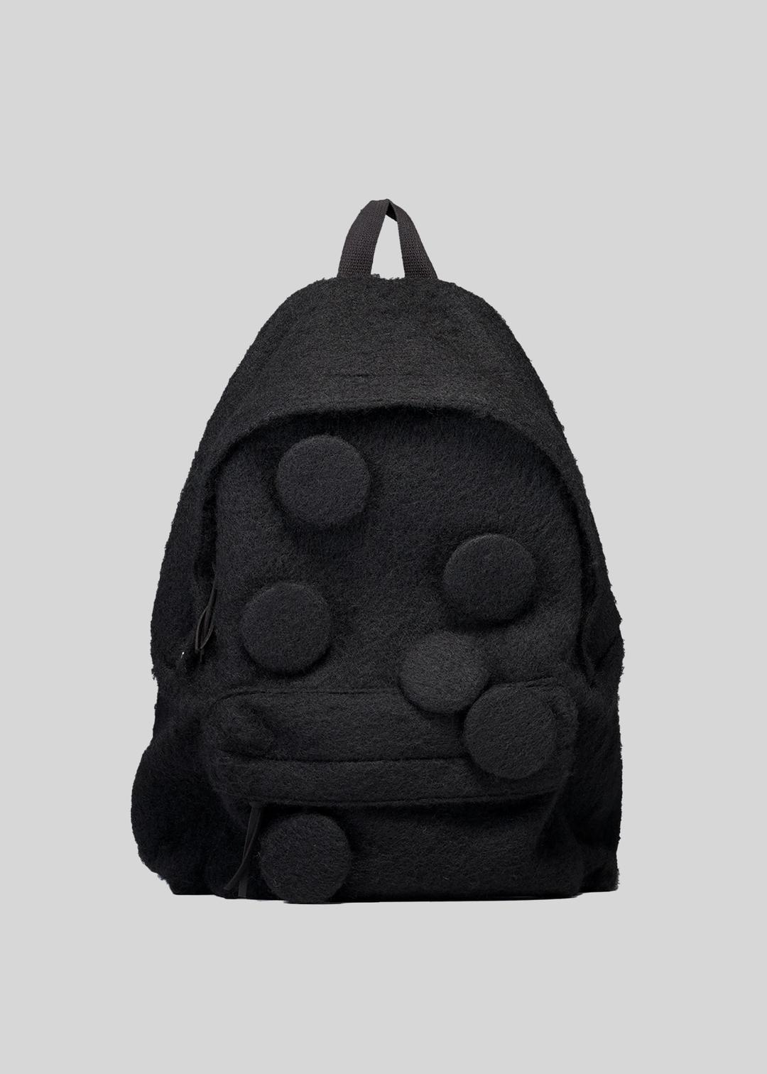 [10/16출고]PIN-BUTTON WOOL FLEECE BACKPACK - BLACK