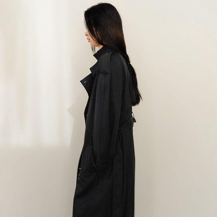 Agnes Gabardine Trench Coat Black