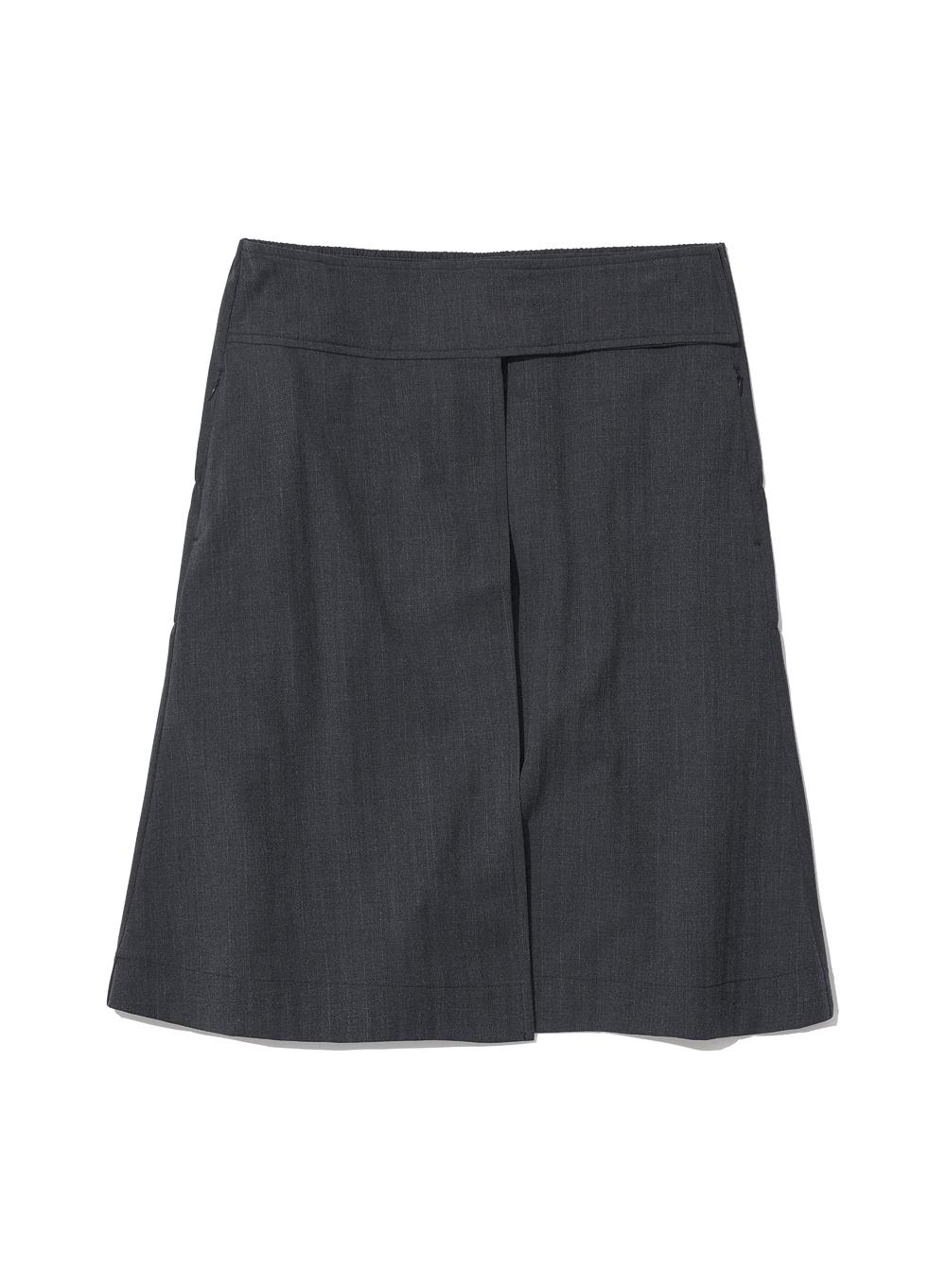 [WOMEN] SMOCKING WRAP MIDI SKIRT_CHARCOAL