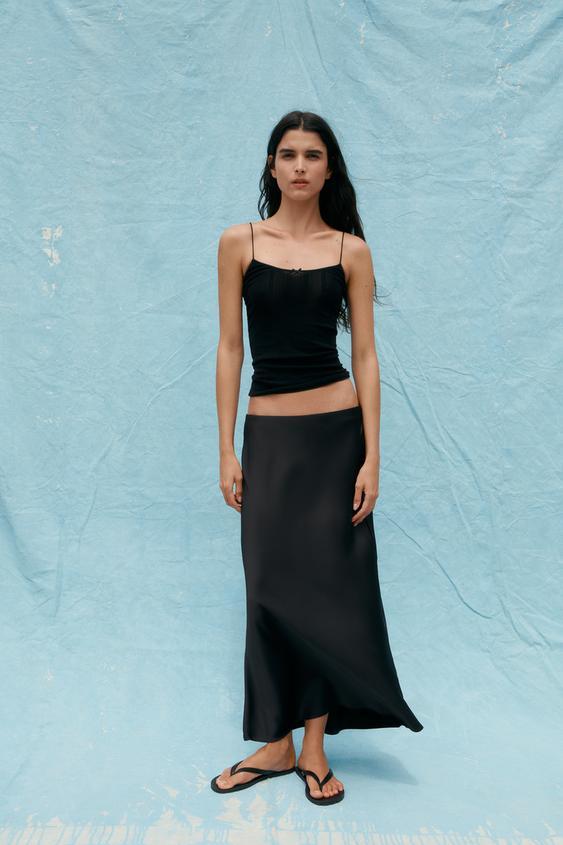 SATIN MIDI SKIRT