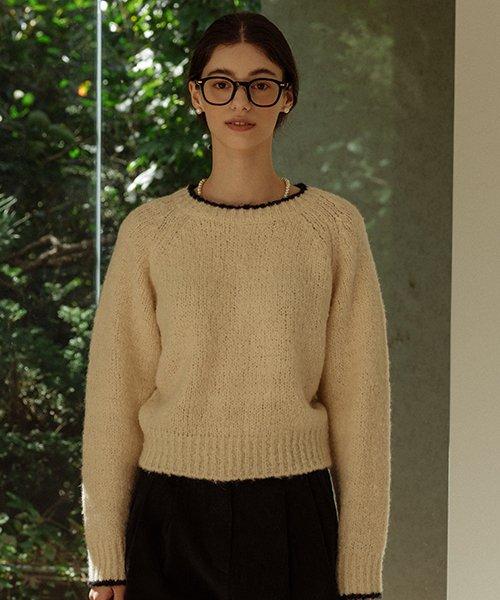Alpaca coloring knit top_Ivory