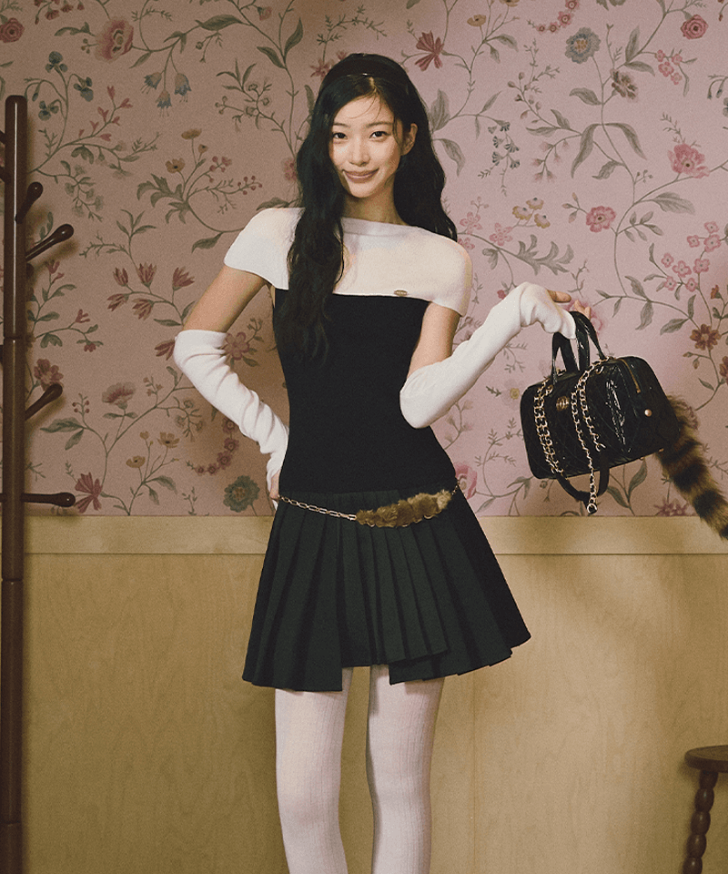 케이프 반팔 워머 니트탑