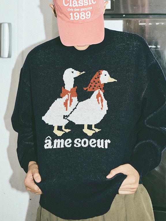 Cb ANIMAL KNIT(NAVY)