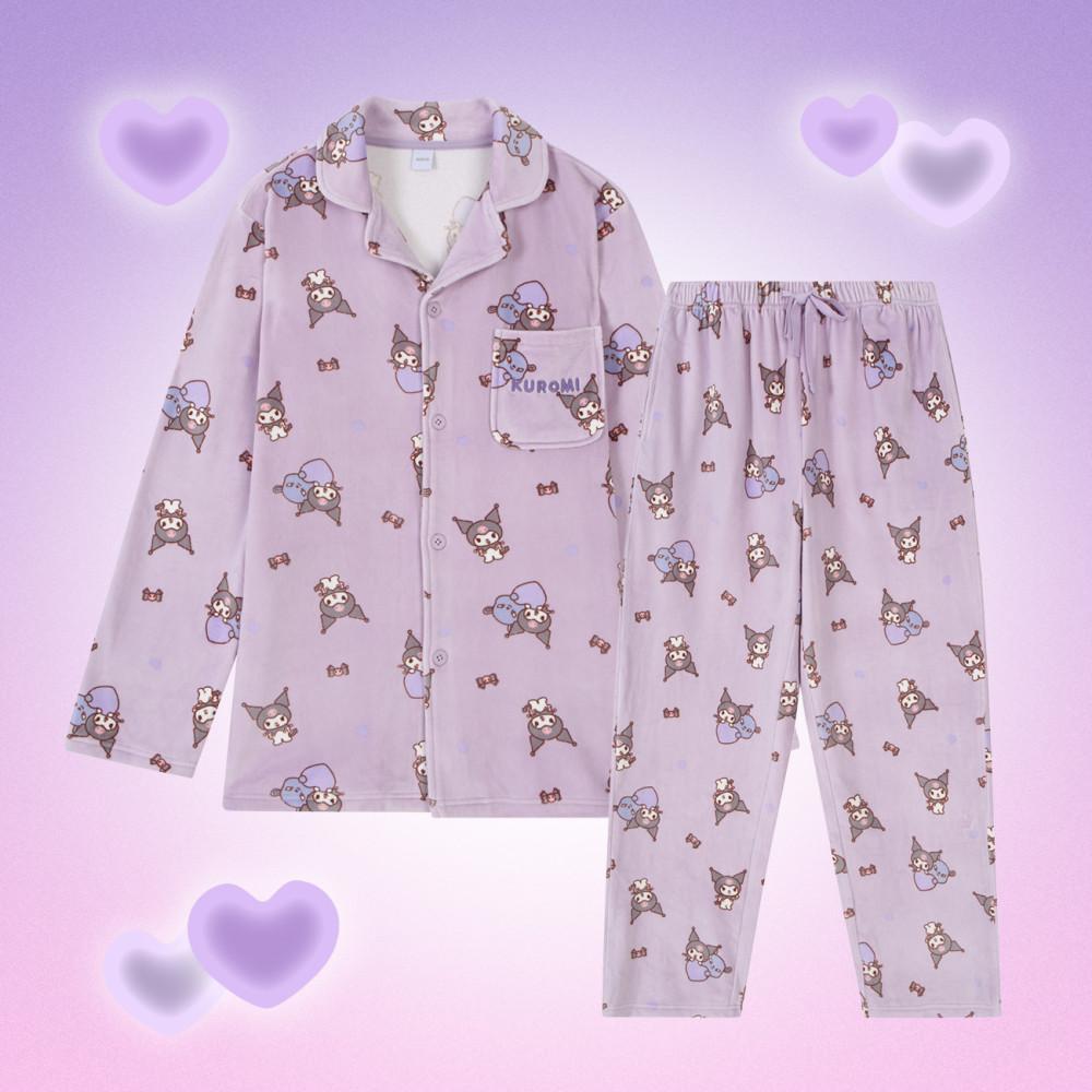 [애니바디] 쿠로미 남녀공용 밍크스판 9부 파자마 세트 ANJS23W83 7358