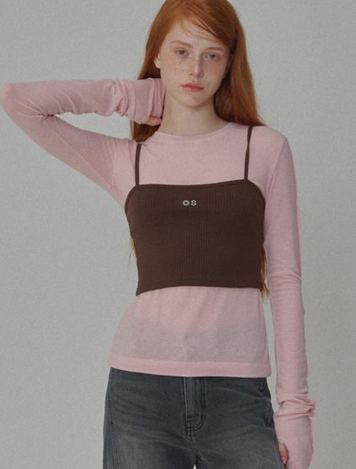 골지 뷔스티에 로고 탑 브라운