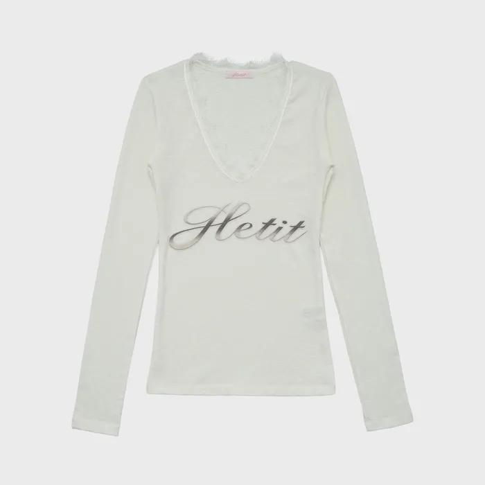 Lace Trimmed Logo T-shirt (White)