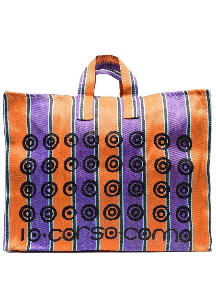 10 Corso Como Striped Circle-Print Tote Bag