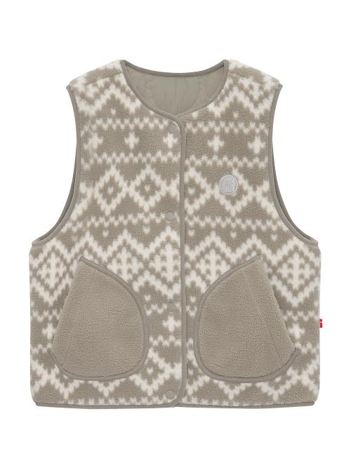 휘게 노르딕패턴 플리스 베스트 (Reversible) - W_Grey