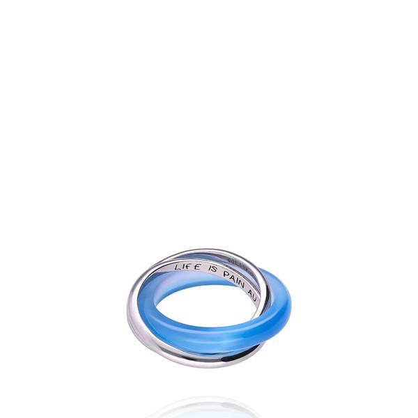 CROSSED BLUE CHALCEDONY RING