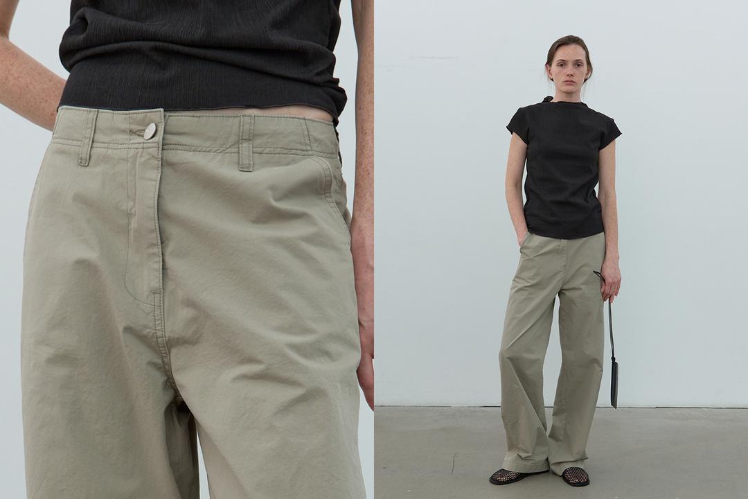 Washing cotton chino pants (taupe)
